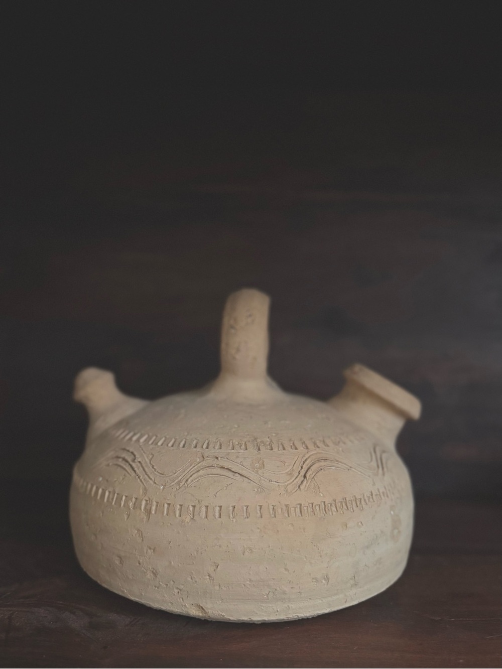 Primitive Terracotta Vessel Botijo Inspired Sculptural Folk Pottery